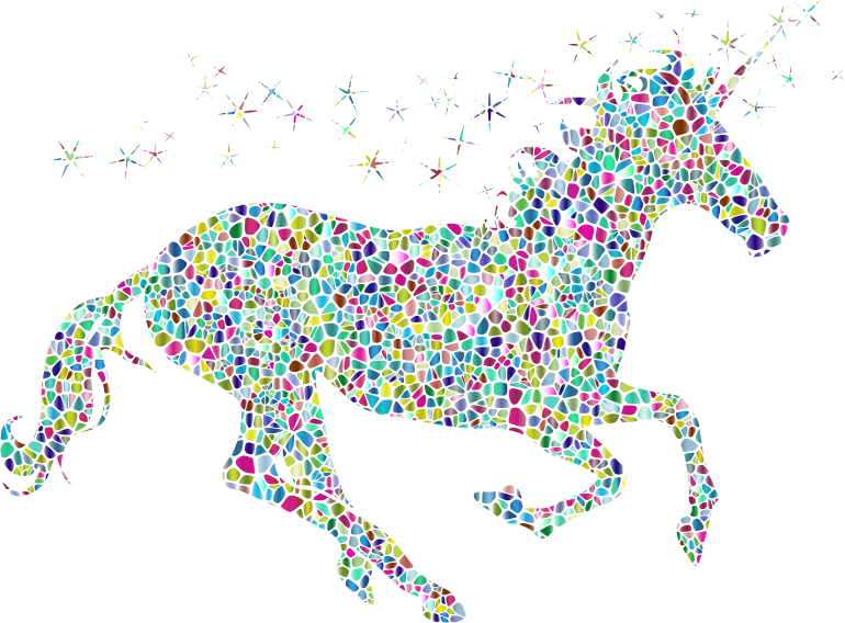 Polyprismatic Tiled Magical Unicorn Silhouette