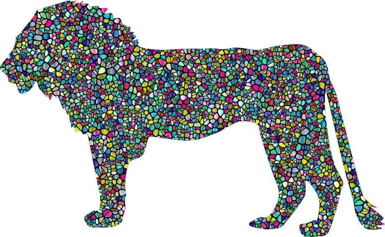 Polyprismatic Tiled Lion Profile Silhouette With Background