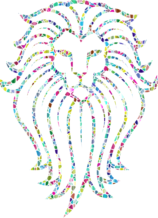 Polyprismatic Tiled Lion Face Tattoo