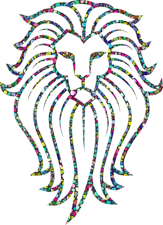 Polyprismatic Tiled Lion Face Tattoo With Background