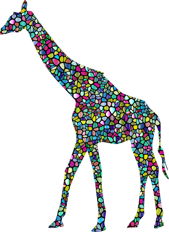 Polyprismatic Tiled Giraffe Landscape Silhouette Minus Landscape With Background