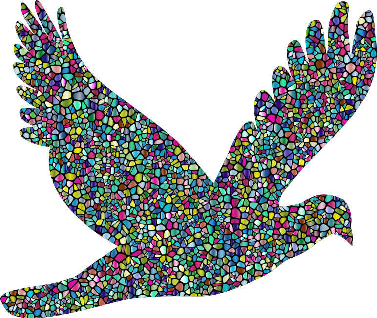 Polyprismatic Tiled Flying Dove Silhouette With Background