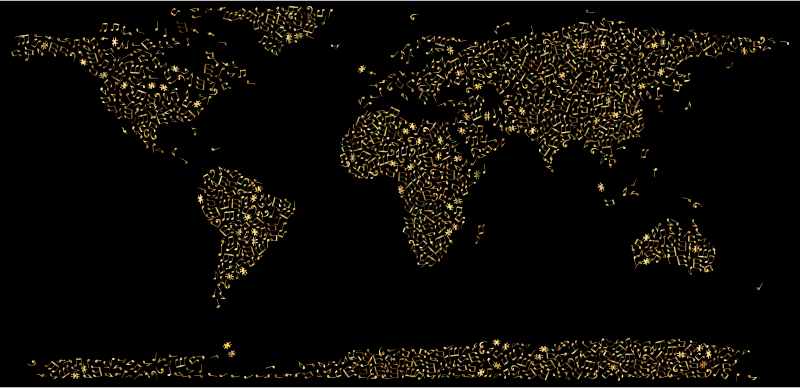 Gold Musical World Map