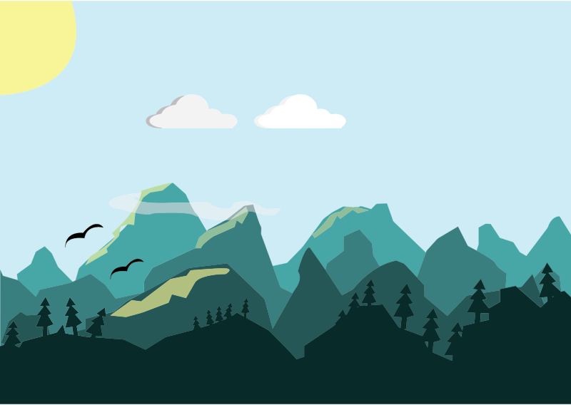 Flat Shaded Mountains Scene