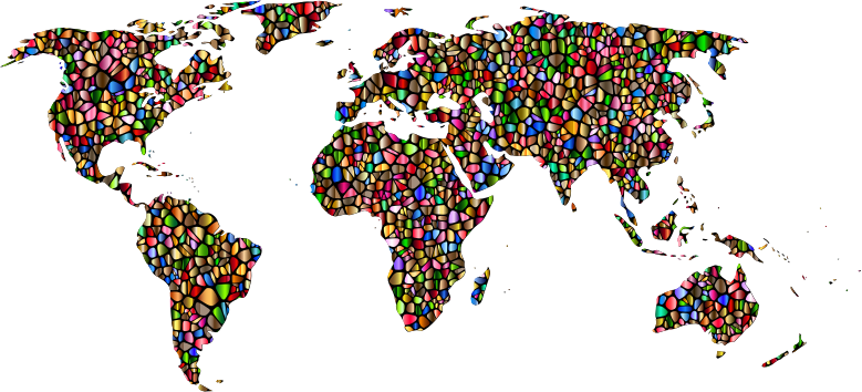 Polychromatic Tiled World Map