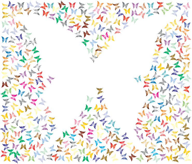 Prismatic Negative Space Butterflies 3 No Background