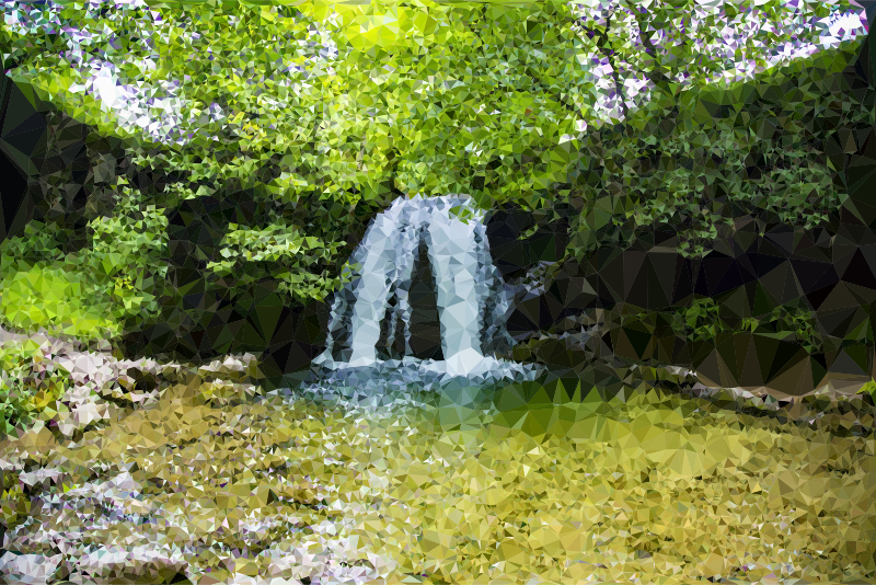 Low Poly Secluded Waterfall