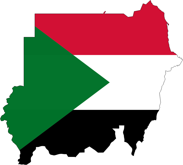 Sudan Flag Map With Stroke