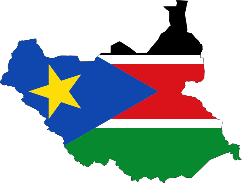 South Sudan Flag Map With Stroke