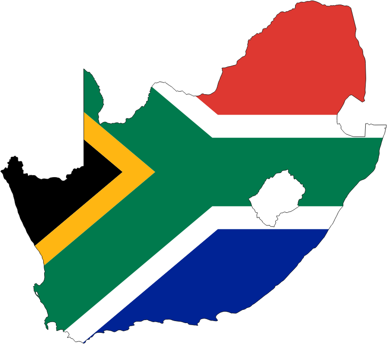 South Africa Flag Map With Stroke