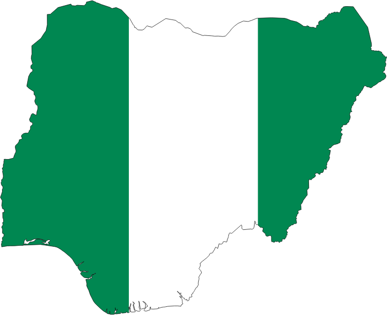 Nigeria Flag Map With Stroke