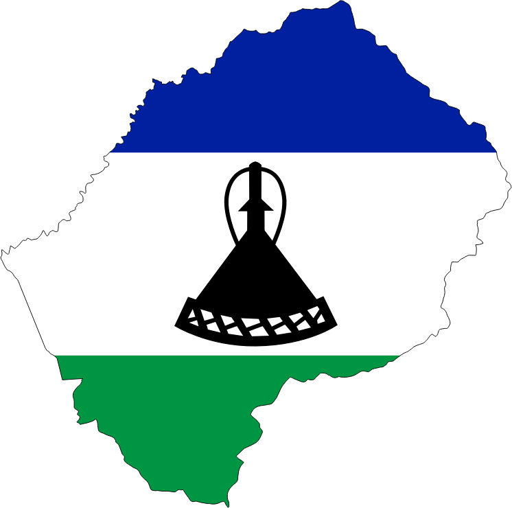 Lesotho Flag Map With Stroke