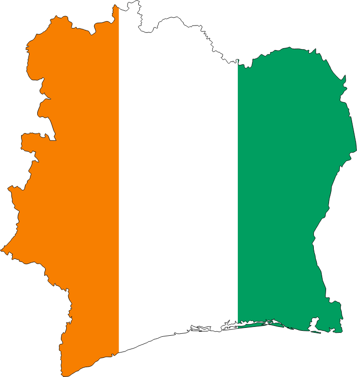 Ivory Coast Flag Map With Stroke