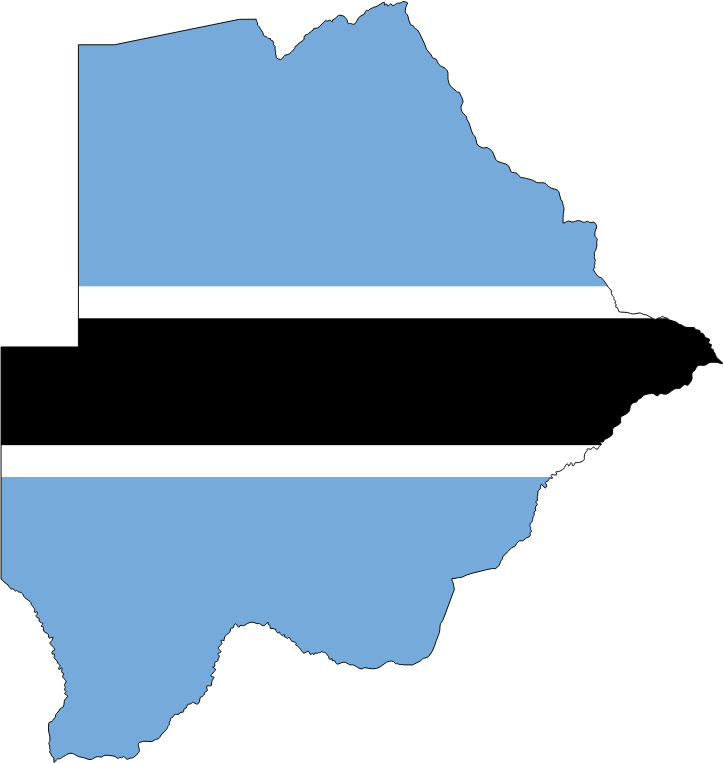 Botswana Flag Map With Stroke