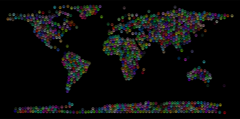 Prismatic Peace Sign World Map