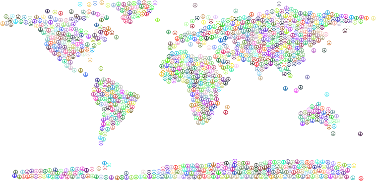 Prismatic Peace Sign World Map No Background