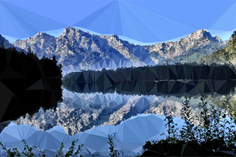 Low Poly Mountain Lake Reflection