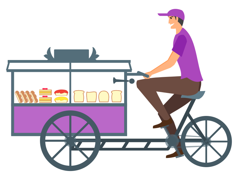 Bread Seller with Cycle Cart