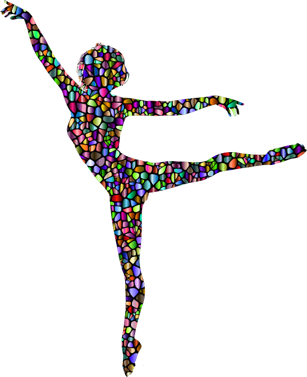 Polychromatic Tiled Lithe Dancing Woman Silhouette