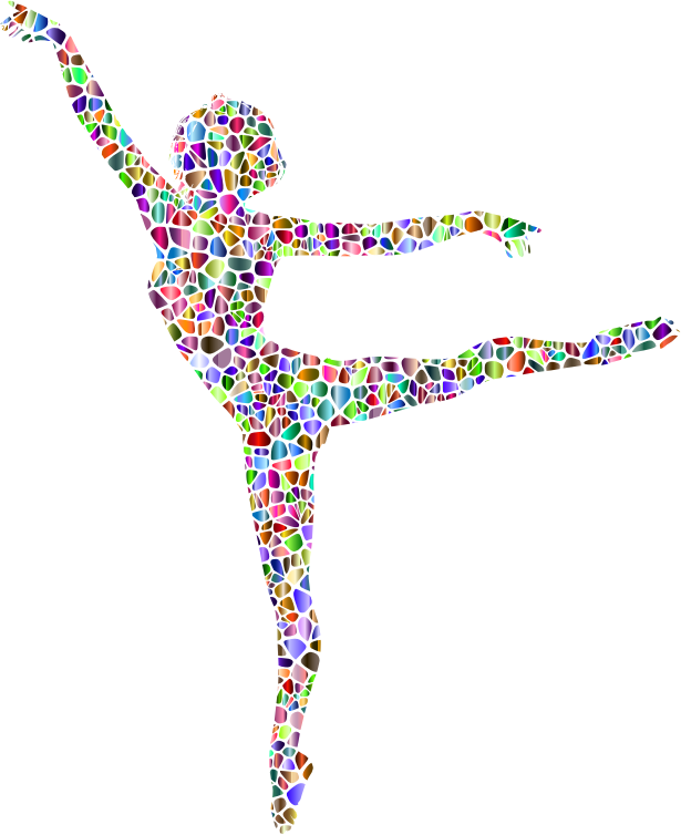 Polychromatic Tiled Lithe Dancing Woman Silhouette No Background