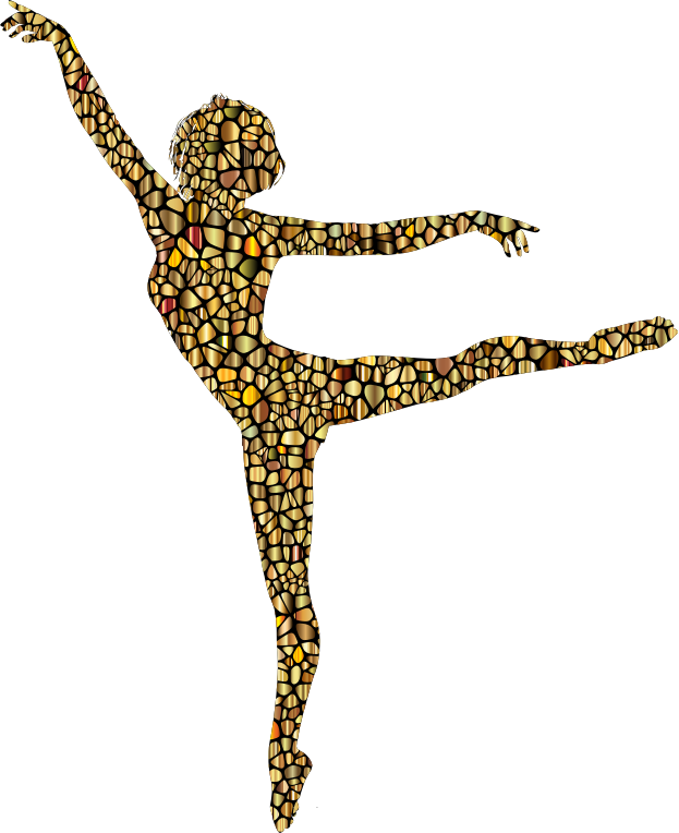 Polychromatic Tiled Lithe Dancing Woman Silhouette 3