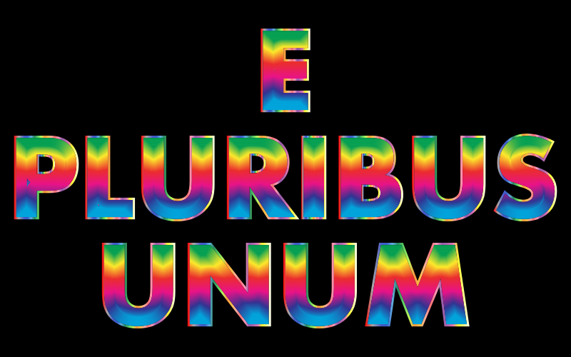 E Pluribus Unum Rainbow Typography