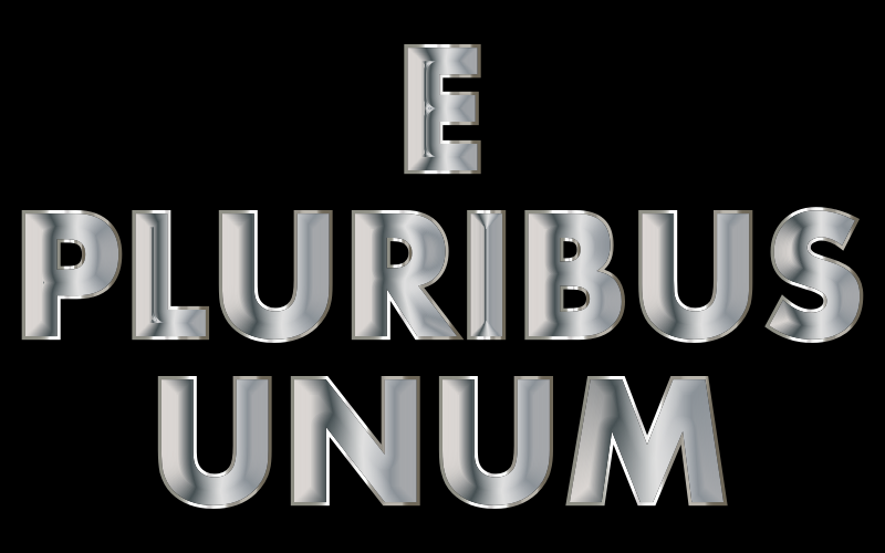 E Pluribus Unum Stainless Steel Typography