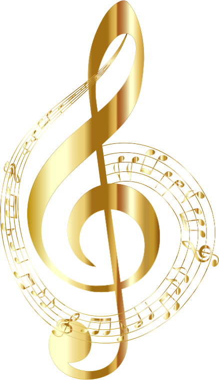 Gold Musical Notes Typography No Background