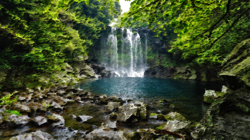 Surreal Cloistered Waterfall