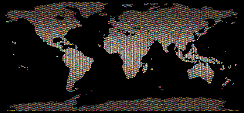 Prismatic World Map Triangularized Mosaic 2