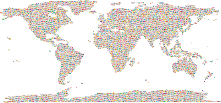 Prismatic World Map Triangularized Mosaic 2 No Background