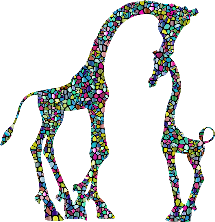 Polyprismatic Tiled Mother And Child Giraffe Silhouette Variation 2