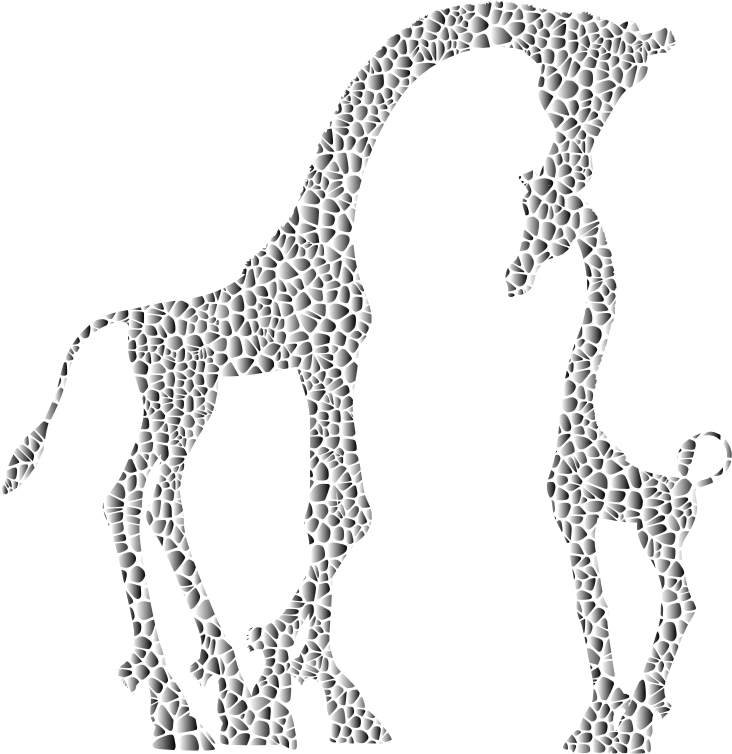 Polymonochromatic Tiled Mother And Child Giraffe Silhouette Variation 2