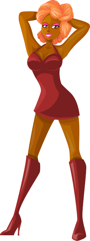 Young lady 2 (redhead, dark skin, plain dress #5)