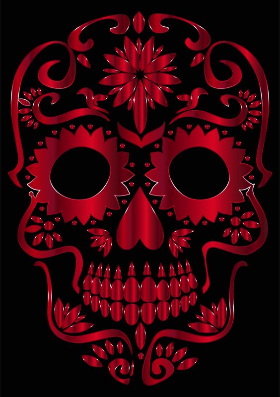 Vermilion Sugar Skull Silhouette