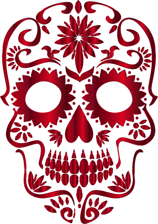 Vermilion Sugar Skull Silhouette No Background