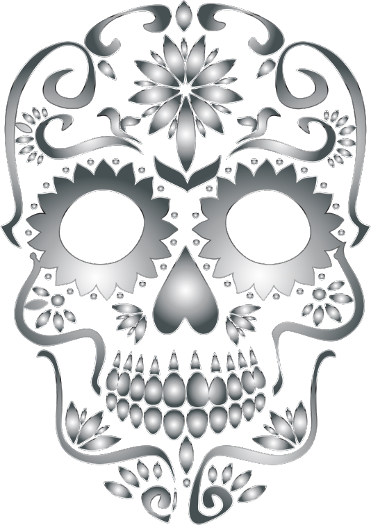 Stainless Steel Sugar Skull Silhouette No Background