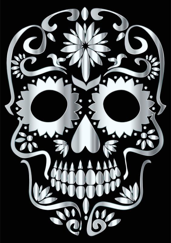 Silver Sugar Skull Silhouette