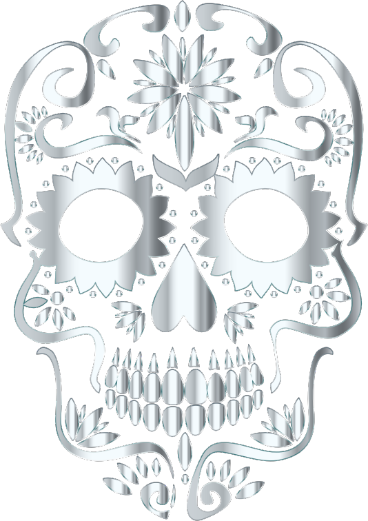 Silver Sugar Skull Silhouette No Background