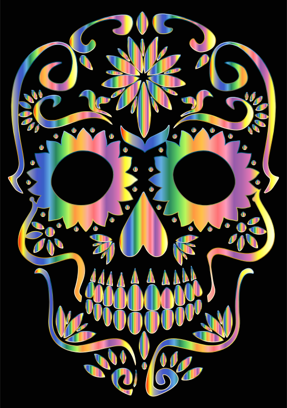 Psychedelic Sugar Skull Silhouette