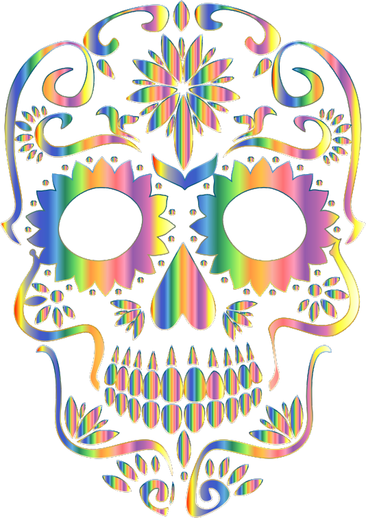 Psychedelic Sugar Skull Silhouette No Background