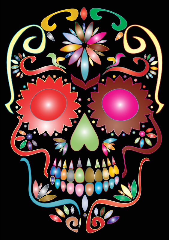 Prismatic Sugar Skull Silhouette