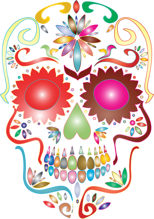 Prismatic Sugar Skull Silhouette No Background