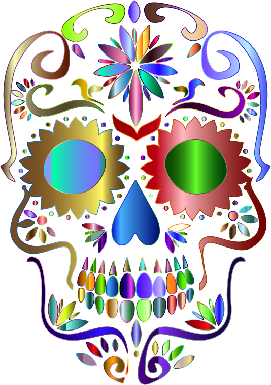 Prismatic Sugar Skull Silhouette 4 No Background