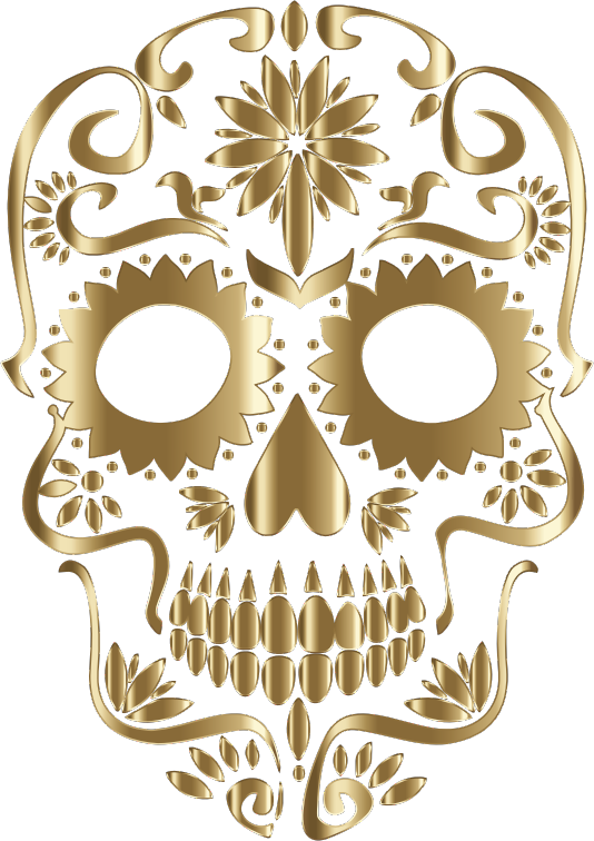 Polished Copper Sugar Skull Silhouette No Background