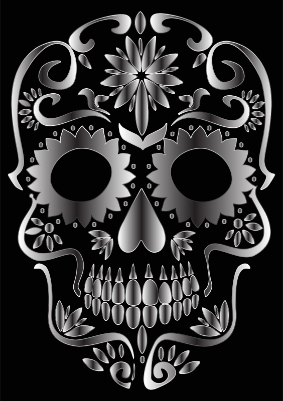Monochrome Sugar Skull Silhouette