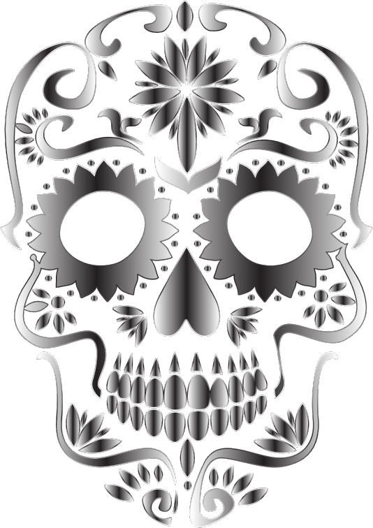 Monochrome Sugar Skull Silhouette No Background