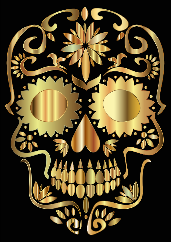 Golden Sugar Skull Silhouette