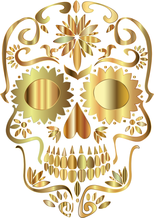 Golden Sugar Skull Silhouette No Background