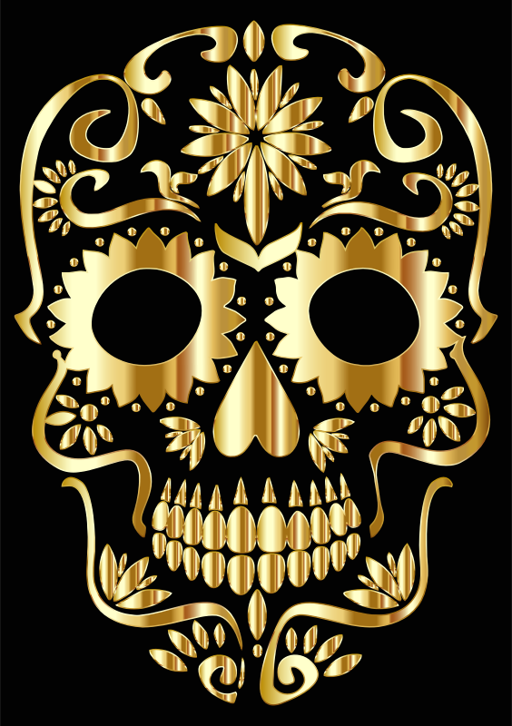 Gold Sugar Skull Silhouette